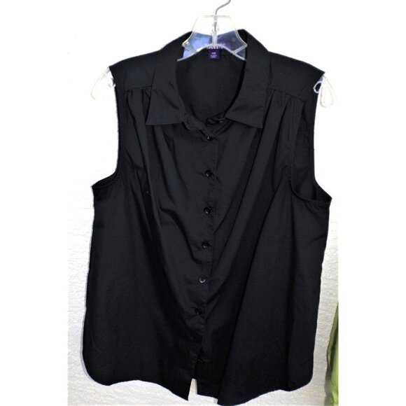 Roaman's 14W black sleeveless button front blouse - Picture 1 of 5